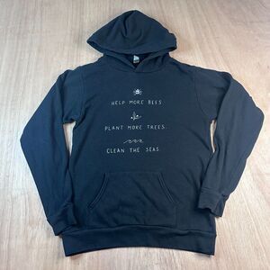 Eco Hoodie Small Royal Apparel Black Organic Cotton Recycled Graphic Pullover